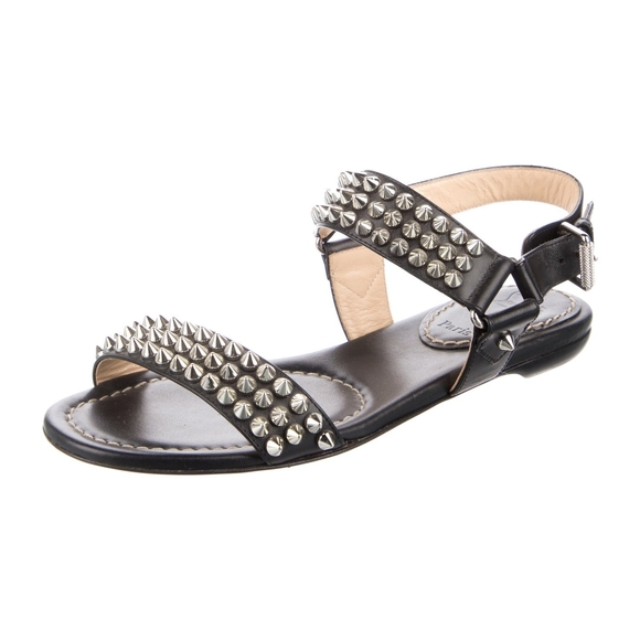 Christian Louboutin Black Studded Sandals - Picture 2 of 4
